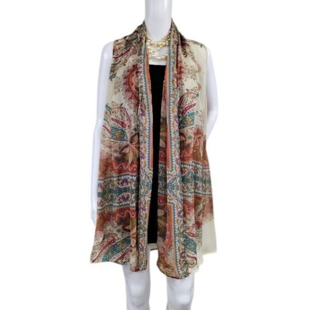 Bopho Whimys Hippie Fairy Boho Indie Lagenlook Abstract Sheer Drapey Cardigan